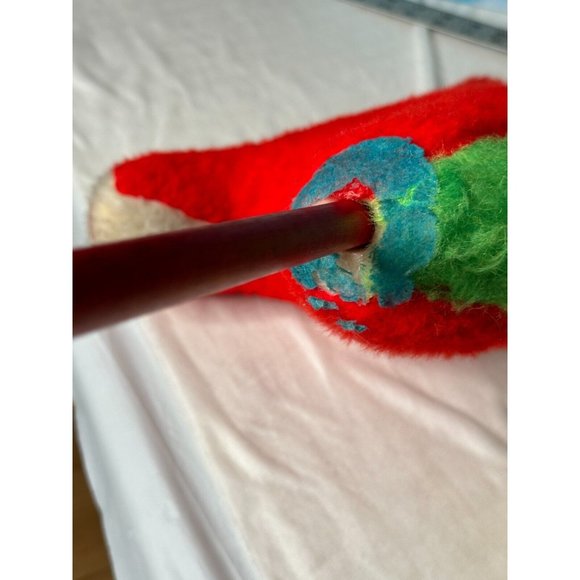 RARE Vintage Broom Stick Riding Horse Pony Plush Toy 40s Red white-Green Hair - Picture 8 of 9